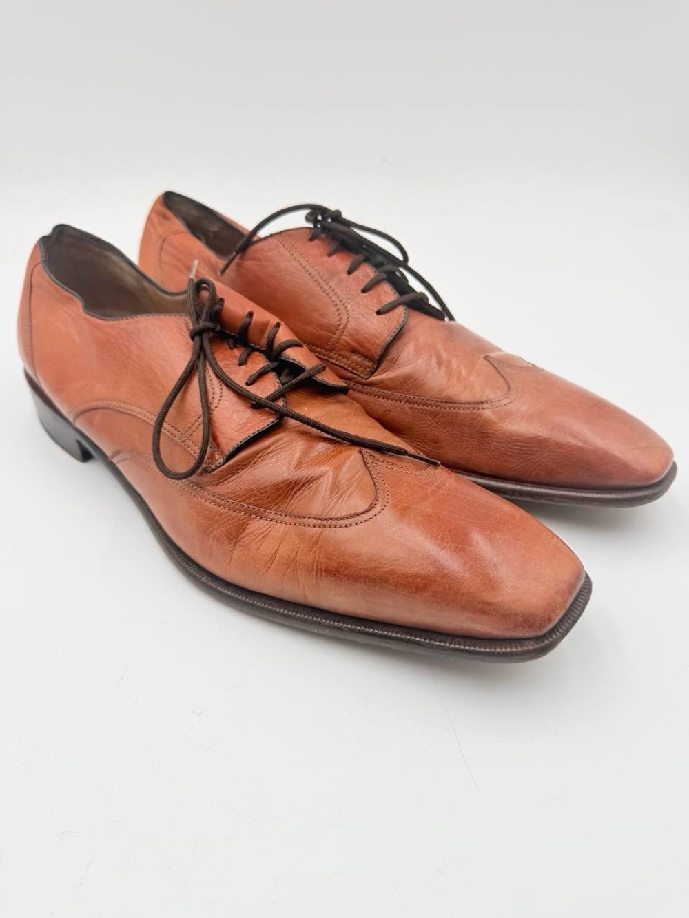 Vintage Italian Men’s Leather Dress Shoes Brown Lace Up EU 48.5 Super Flessibile